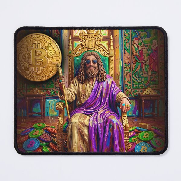 Item preview, Jesus, the King of Wealth: A Bitcoin Crowned Caricature designed and sold by JuandiArt7.