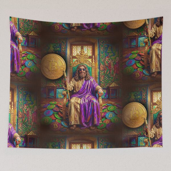 Item preview, Jesus, the King of Wealth: A Bitcoin Crowned Caricature designed and sold by JuandiArt7.
