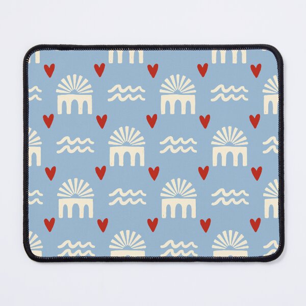Item preview, Mediterranean Coastal Seamless Pattern, Blue Arch Sun Wave Pattern, Italian Summer Folk Pattern, Scandinavian Coastal Digital Paper, Beach House Fabric Design designed and sold by FRH Design ⭐⭐⭐⭐⭐.