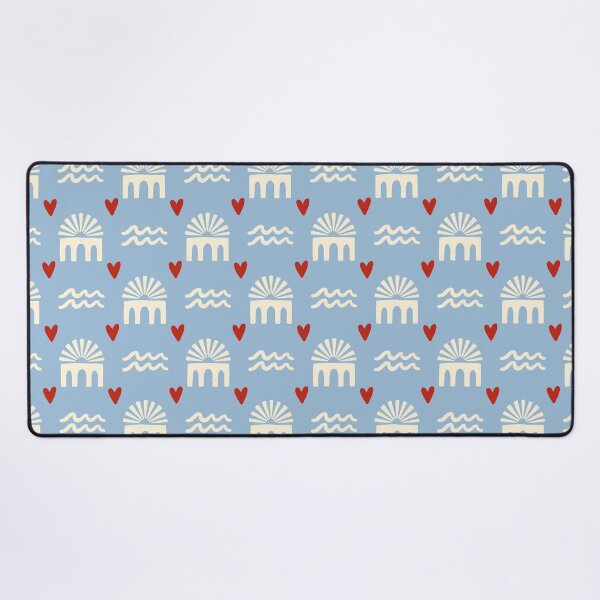 Item preview, Mediterranean Coastal Seamless Pattern, Blue Arch Sun Wave Pattern, Italian Summer Folk Pattern, Scandinavian Coastal Digital Paper, Beach House Fabric Design designed and sold by FRH Design ⭐⭐⭐⭐⭐.