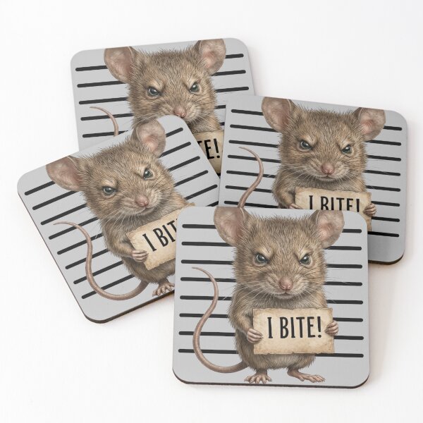 Item preview, I BITE Funny Mouse Vintage Mugshot Style Animal Design designed and sold by LittleLoopArt.