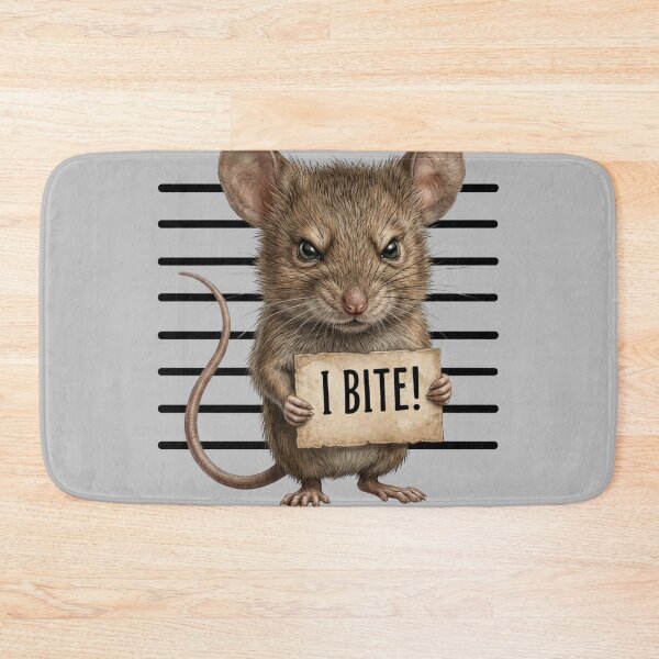 Item preview, I BITE Funny Mouse Vintage Mugshot Style Animal Design designed and sold by LittleLoopArt.