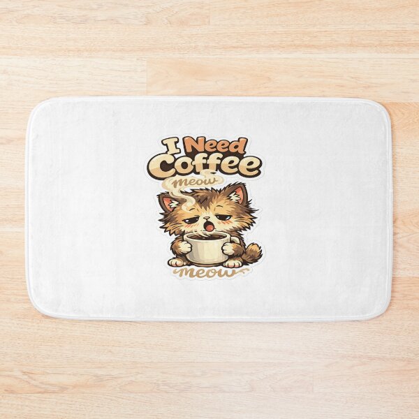 Item preview, I Need Coffee Meow Cute Cat Coffee Lover Funny Morning Cat Kawaii Sticker designed and sold by ArtWaveStudio8.