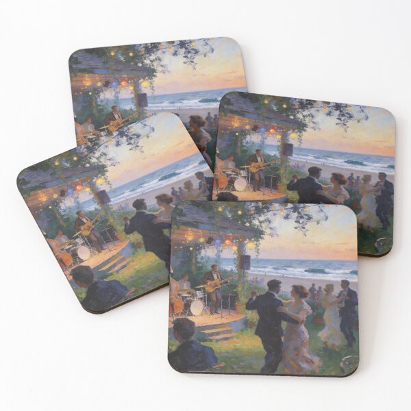 Item preview, Romantic Jazz Bar Wall Art, Impressionist Nightclub with Beach Views designed and sold by BlareBlare.