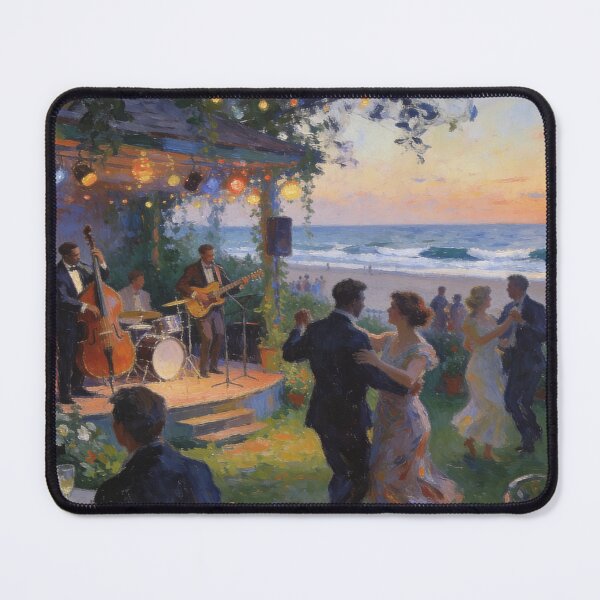 Item preview, Romantic Jazz Bar Wall Art, Impressionist Nightclub with Beach Views designed and sold by BlareBlare.