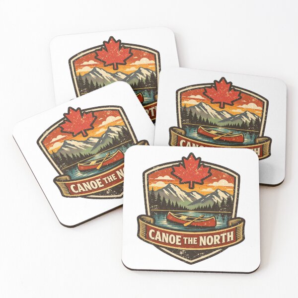 Artikelvorschau, Retro-Abzeichen „Kanu durch den Norden Kanadas“ – Vintage-Design für Kanu-Wildnisabenteuer entworfen und verkauft von Globalcitytees.