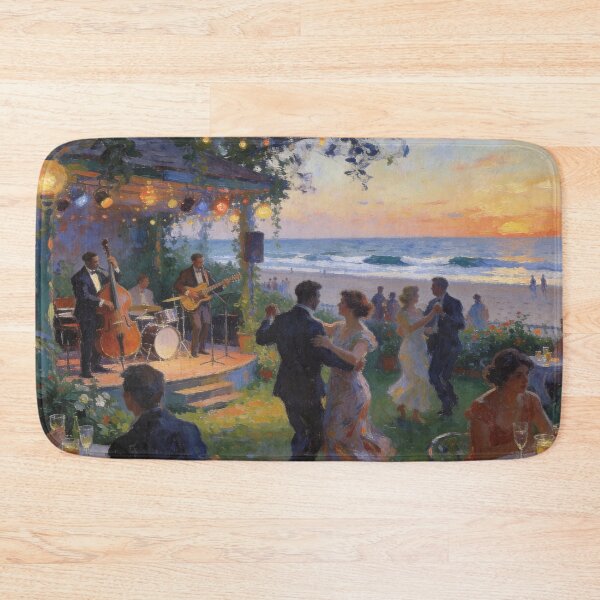 Item preview, Romantic Jazz Bar Wall Art, Impressionist Nightclub with Beach Views designed and sold by BlareBlare.