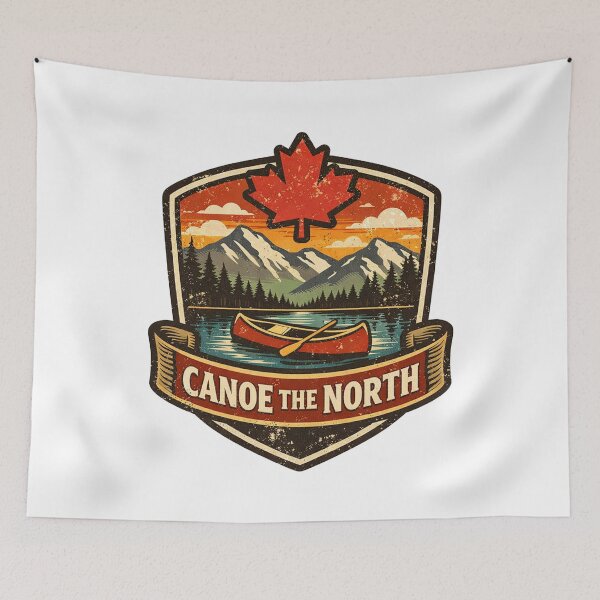 Item preview, Canoe the North Canada Retro Badge – Vintage Canoe Wilderness Adventure Design designed and sold by Globalcitytees.