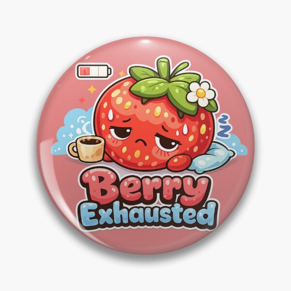 Item preview, Berry Exhausted – Kawaii Tired Strawberry with Coffee designed and sold by apanoracar.