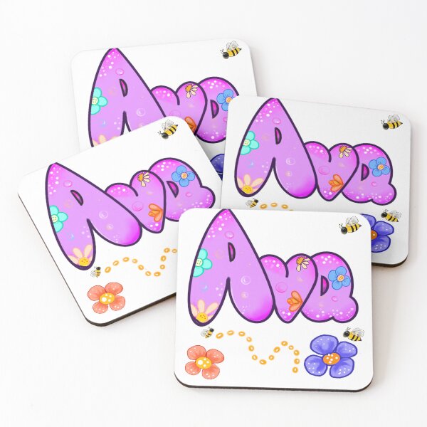 Item preview, Ava Name Design – Aesthetic Purple Floral with Cute Bumble Bee Illustration designed and sold by Artonmytee.