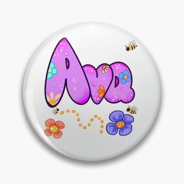 Item preview, Ava Name Design – Aesthetic Purple Floral with Cute Bumble Bee Illustration designed and sold by Artonmytee.