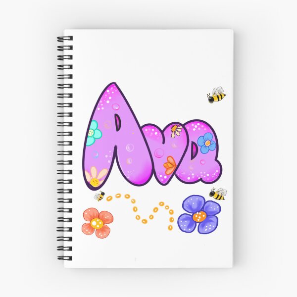 Item preview, Ava Name Design – Aesthetic Purple Floral with Cute Bumble Bee Illustration designed and sold by Artonmytee.