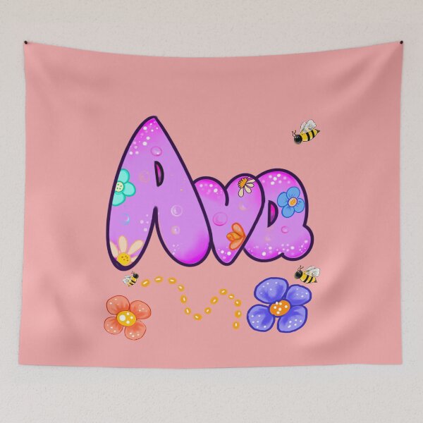 Item preview, Ava Name Design – Aesthetic Purple Floral with Cute Bumble Bee Illustration designed and sold by Artonmytee.