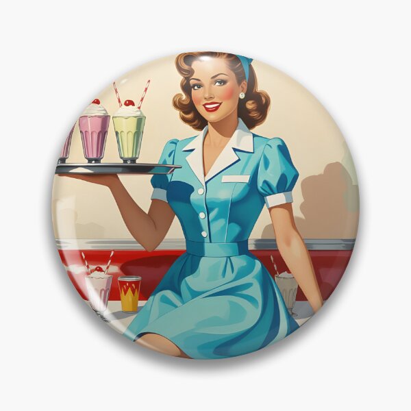 Item preview, Retro Roller Skating Diner Waitress — 1950s Milkshake Girl Art Print | Vintage Diner Wall Decor, Mid-Century Americana Poster designed and sold by MooLaLa.Store.