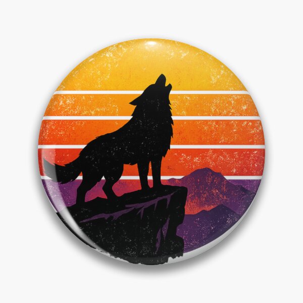 Item preview, Retro Sunset Wolf Silhouette – Vintage 80s Howling Wolf Synthwave Aesthetic T-Shirt Design designed and sold by ArtWaveStudio8.