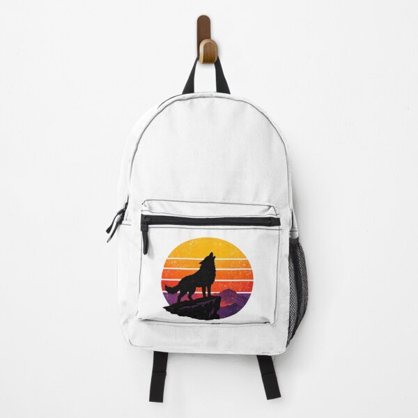 Item preview, Retro Sunset Wolf Silhouette – Vintage 80s Howling Wolf Synthwave Aesthetic T-Shirt Design designed and sold by ArtWaveStudio8.