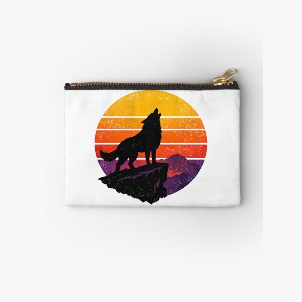 Item preview, Retro Sunset Wolf Silhouette – Vintage 80s Howling Wolf Synthwave Aesthetic T-Shirt Design designed and sold by ArtWaveStudio8.