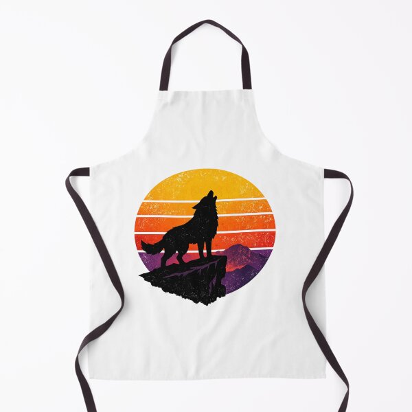 Item preview, Retro Sunset Wolf Silhouette – Vintage 80s Howling Wolf Synthwave Aesthetic T-Shirt Design designed and sold by ArtWaveStudio8.