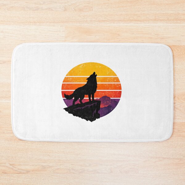 Item preview, Retro Sunset Wolf Silhouette – Vintage 80s Howling Wolf Synthwave Aesthetic T-Shirt Design designed and sold by ArtWaveStudio8.