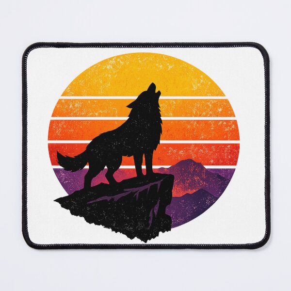 Item preview, Retro Sunset Wolf Silhouette – Vintage 80s Howling Wolf Synthwave Aesthetic T-Shirt Design designed and sold by ArtWaveStudio8.