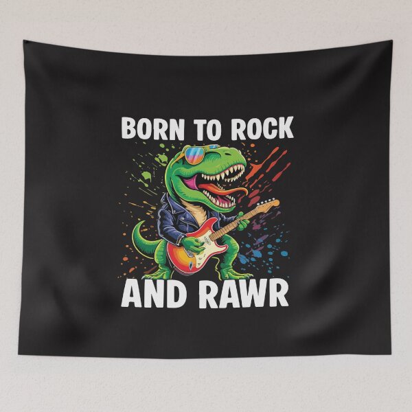 Item preview, Born to Rock and Rawr Funny Dinosaur Guitar Rock Music Design designed and sold by kiralynstration.