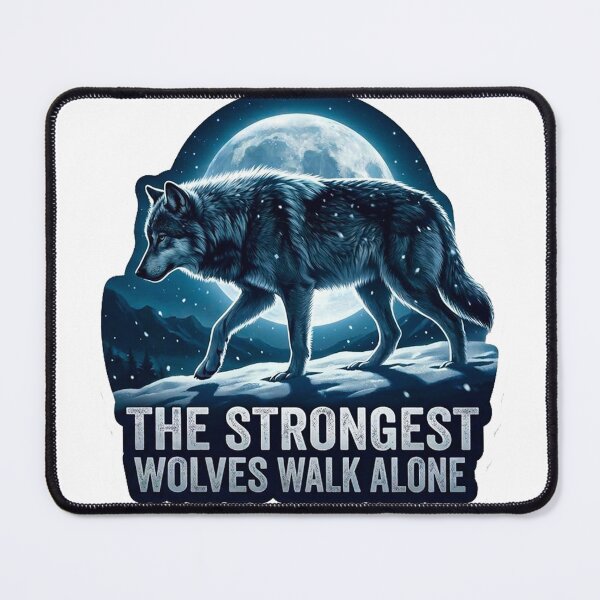 Item preview, Strongest Wolves Walk Alone - Midnight Snow Wolf and Moon Graphic designed and sold by MT-Hub | Cute Aesthetic Art, Stickers & Phone Cases.