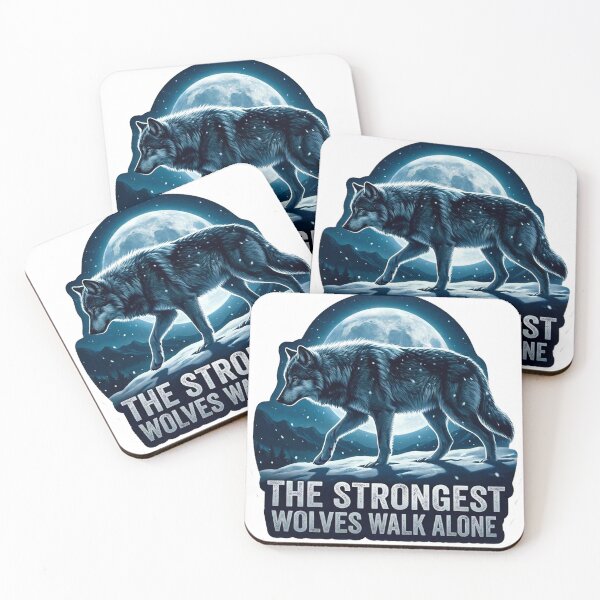 Item preview, Strongest Wolves Walk Alone - Midnight Snow Wolf and Moon Graphic designed and sold by MT-Hub | Cute Aesthetic Art, Stickers & Phone Cases.