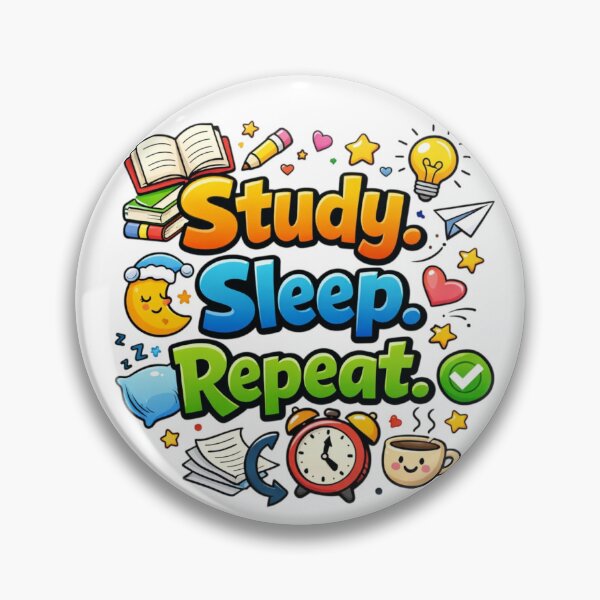 Item preview, Study Sleep Repeat – Cute Cartoon Student Life Quote Design designed and sold by Sanika arts .