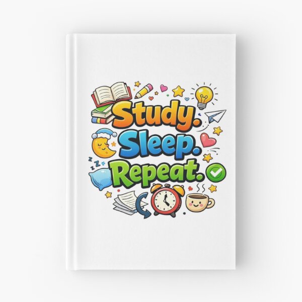 Item preview, Study Sleep Repeat – Cute Cartoon Student Life Quote Design designed and sold by Sanika arts .