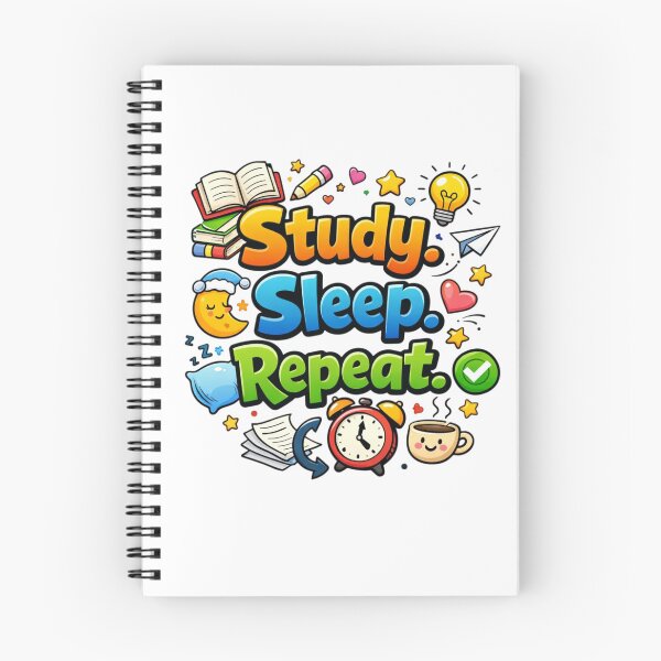 Item preview, Study Sleep Repeat – Cute Cartoon Student Life Quote Design designed and sold by Sanika arts .