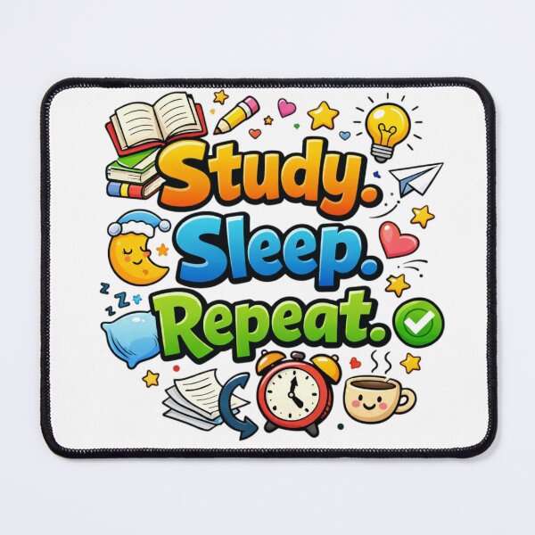 Item preview, Study Sleep Repeat – Cute Cartoon Student Life Quote Design designed and sold by Sanika arts .