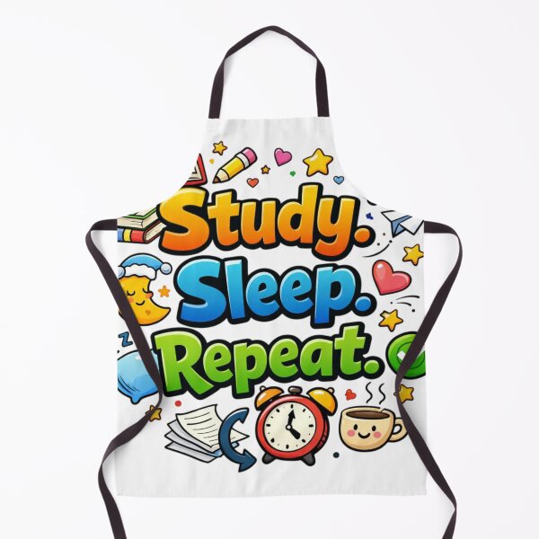 Item preview, Study Sleep Repeat – Cute Cartoon Student Life Quote Design designed and sold by Sanika arts .