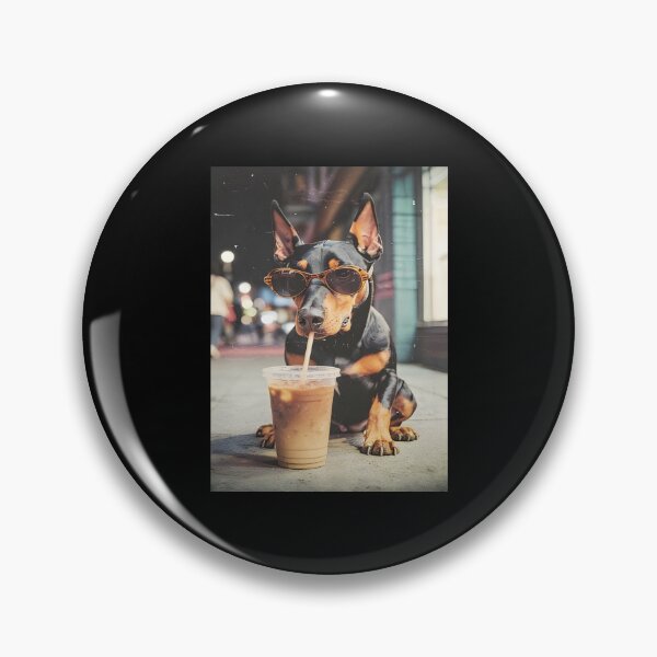 Item preview, Funny Doberman Drinking Iced Coffee designed and sold by Szekeresrenato.