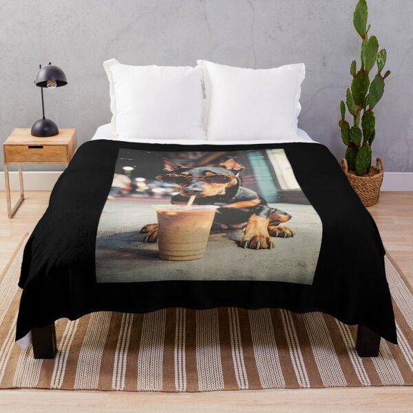 Item preview, Funny Doberman Drinking Iced Coffee designed and sold by Szekeresrenato.