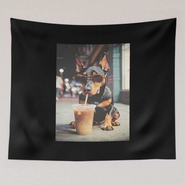 Item preview, Funny Doberman Drinking Iced Coffee designed and sold by Szekeresrenato.