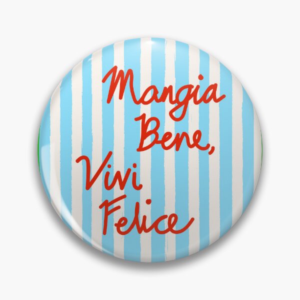 Item preview, Mangia Bene Vivi Felice Eat Well Live Happy Italian Quote Blue Stripes designed and sold by MaiZephyr.