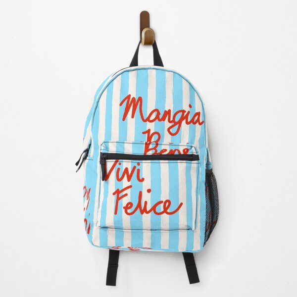 Item preview, Mangia Bene Vivi Felice Eat Well Live Happy Italian Quote Blue Stripes designed and sold by MaiZephyr.