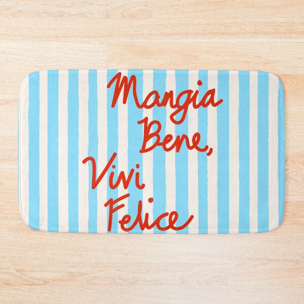 Item preview, Mangia Bene Vivi Felice Eat Well Live Happy Italian Quote Blue Stripes designed and sold by MaiZephyr.