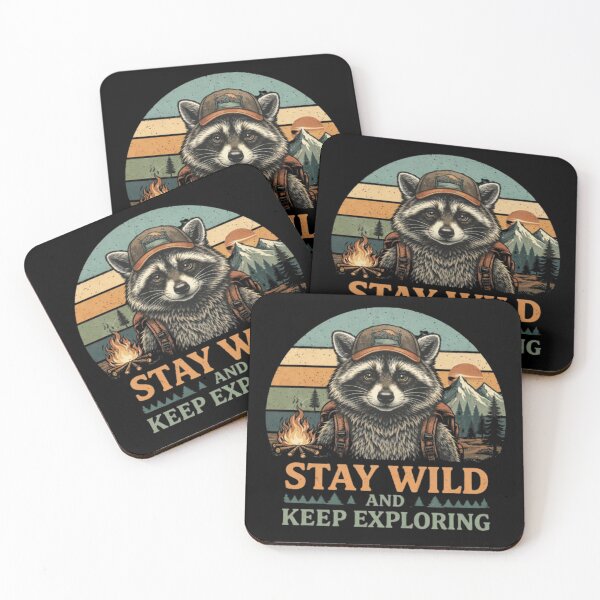 Item preview, Stay Wild and Keep Exploring – Raccoon Adventure Design designed and sold by Dogandesighn.
