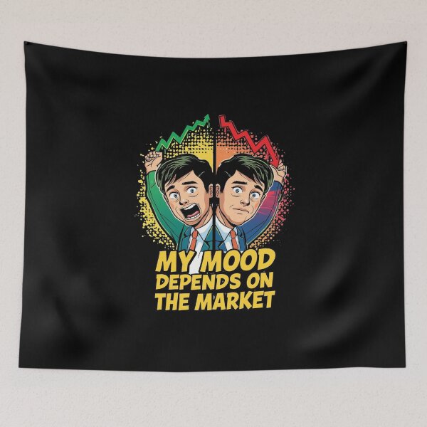 Artikelvorschau, Mein Stimmungsbild hängt vom Markt ab – Cartoon-Händler-Shirt entworfen und verkauft von KapiPrint.