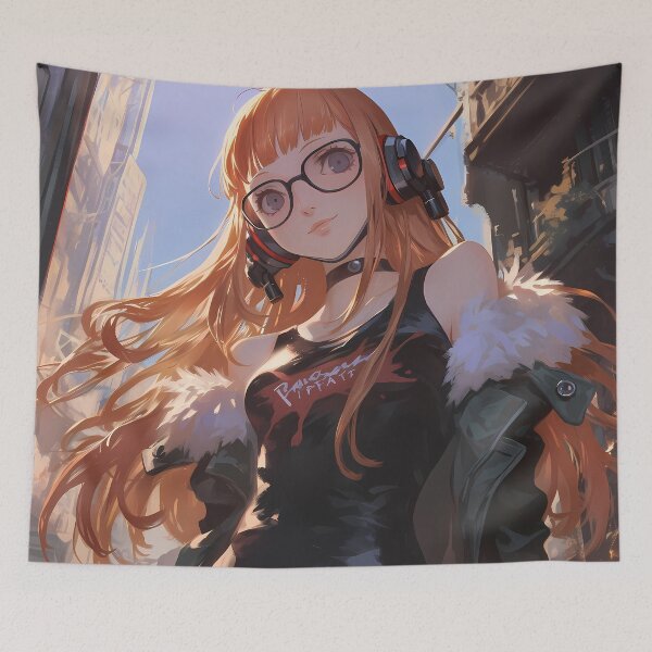 Item preview, Futaba Sakura Persona 5 Cyberpunk Hacker Girl With Headphones designed and sold by Tokyonomad.