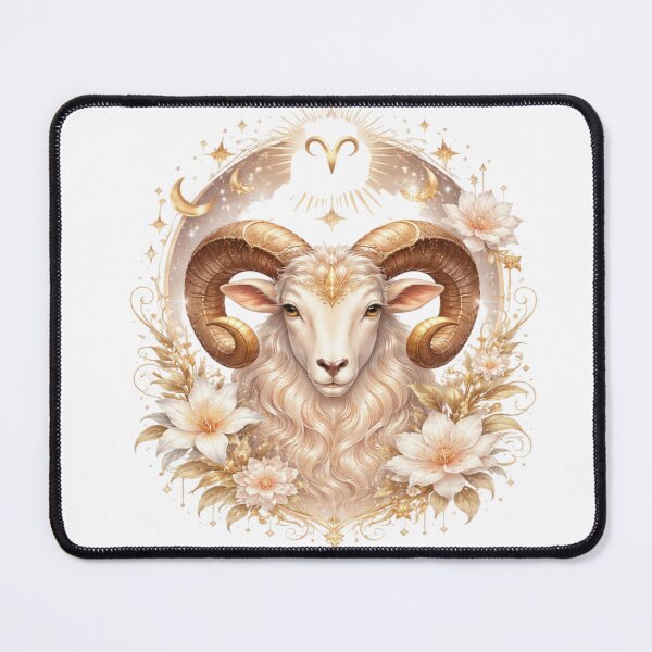 Item preview, Aries Zodiac Sign Aesthetic Ram Astrology Design | Golden Celestial Aries Art designed and sold by Sanika arts .