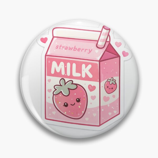 Item preview, Bonita pegatina de cartón de leche con fresas: estética kawaii de leche rosa designed and sold by Vynexa's Art Studio.