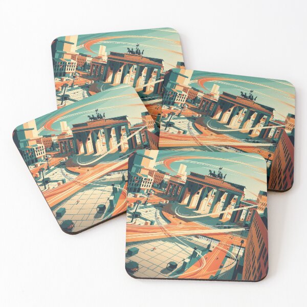 Item preview, Brandenburg Gate Berlin – Modern Retro City Landmark Poster designed and sold by Earth Celebration Designs.