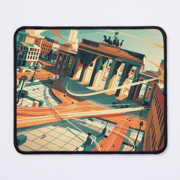 Item preview, Brandenburg Gate Berlin – Modern Retro City Landmark Poster designed and sold by Earth Celebration Designs.