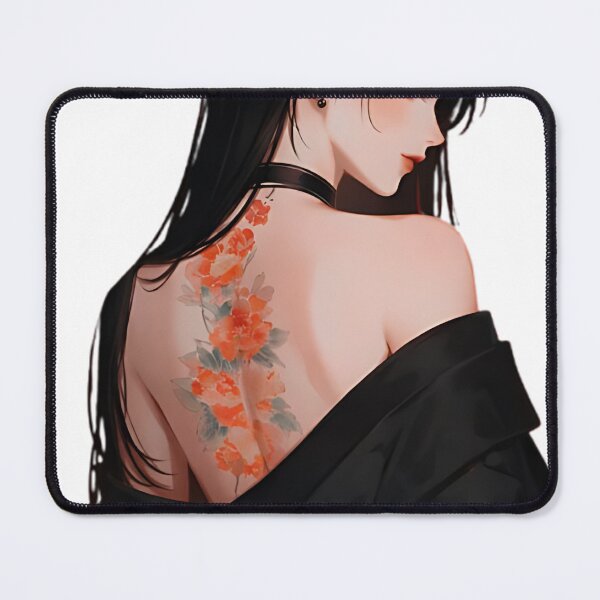 Item preview, Lewd Black Hair Back Tattoo Off Shoulder NSFW designed and sold by Prime Anime Zone ★.