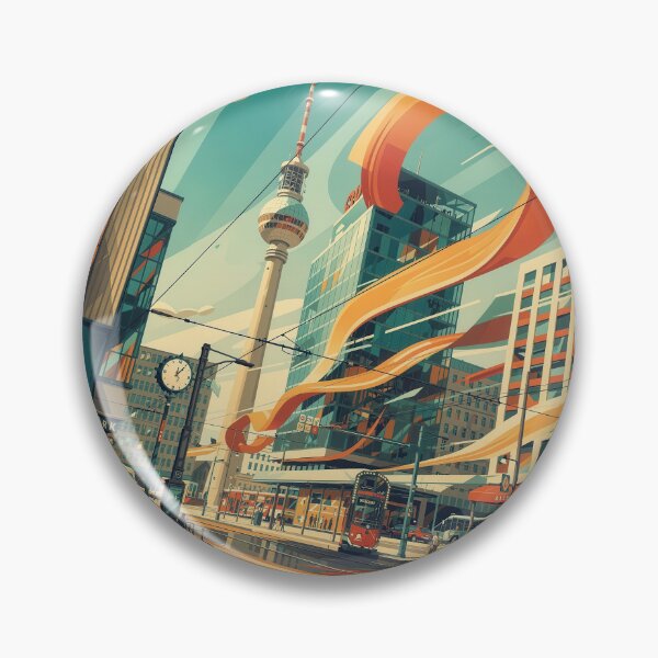 Item preview, Alexanderplatz Berlin – Modern Retro Cityscape Travel Poster designed and sold by Earth Celebration Designs.