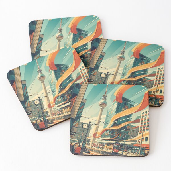 Item preview, Alexanderplatz Berlin – Modern Retro Cityscape Travel Poster designed and sold by Earth Celebration Designs.