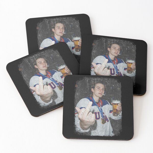 Item preview, Funny Jack Hughes Usa Gold Hockey Middle Finger Smoking designed and sold by DeionGoldner.