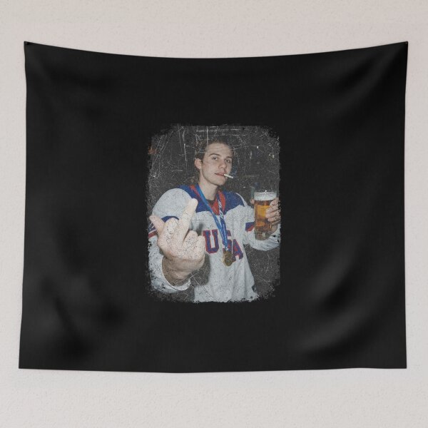 Item preview, Funny Jack Hughes Usa Gold Hockey Middle Finger Smoking designed and sold by DeionGoldner.